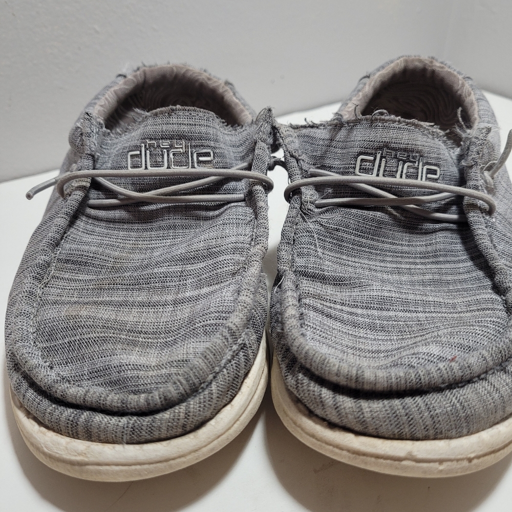 Hey dude gray Linen shoes youth 3 ladies 4